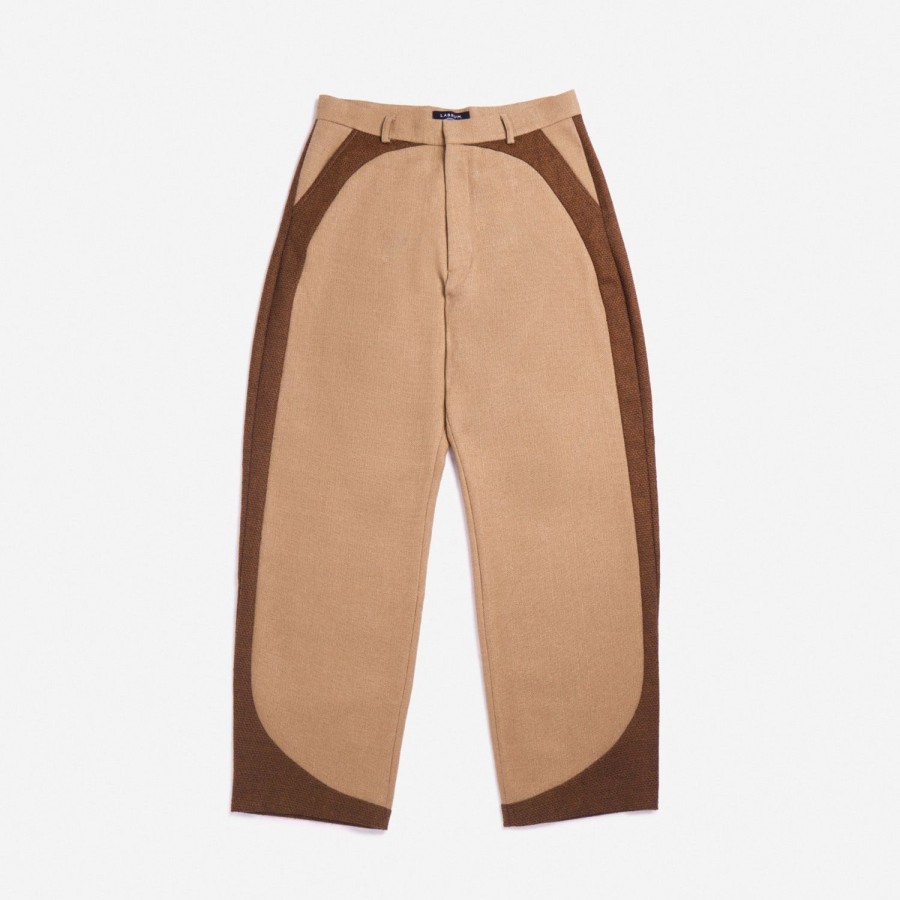 Clothing Labrum London | Chestnut & Brown Curved Wide Leg Panelled Trouser