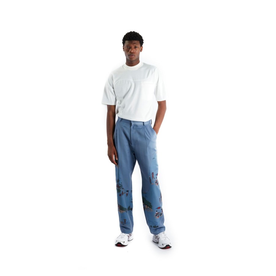 Clothing Labrum London | Blue Freetown Panelled Pleat Trousers