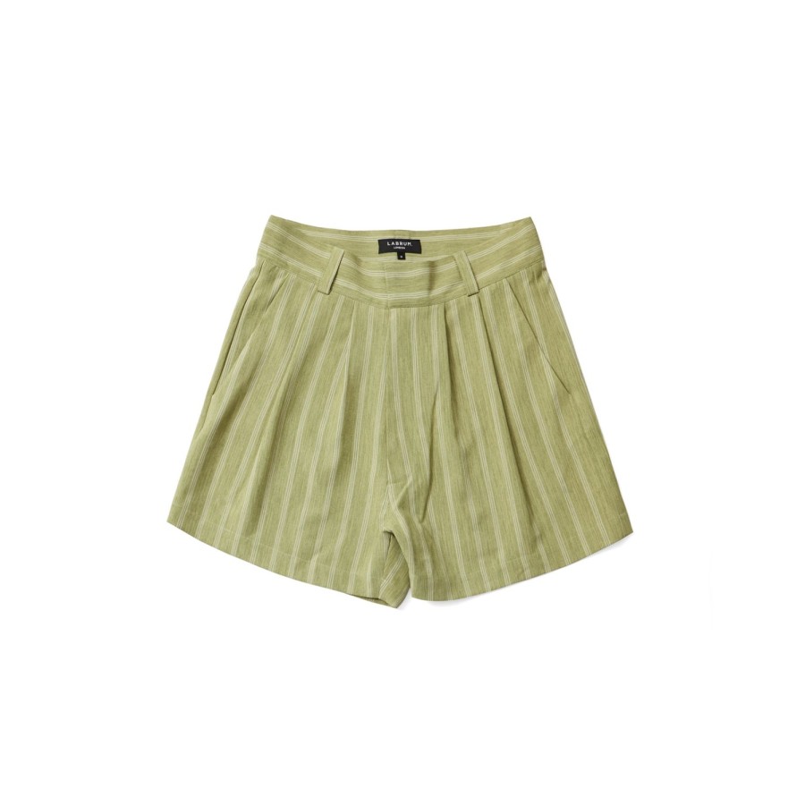 Clothing Labrum London | Olive Green & White Pinstripe Shorts