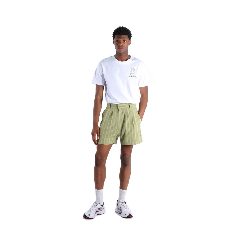 Clothing Labrum London | Olive Green & White Pinstripe Shorts