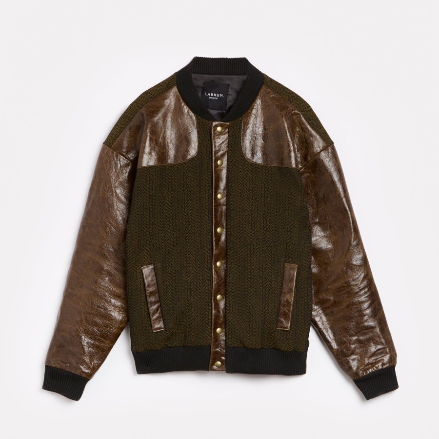 Clothing Labrum London | Leather Sleeve Bomber Jacket