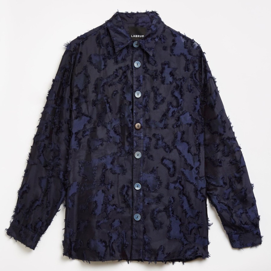 Clothing Labrum London | Royal Blue Textured Camo Shirt