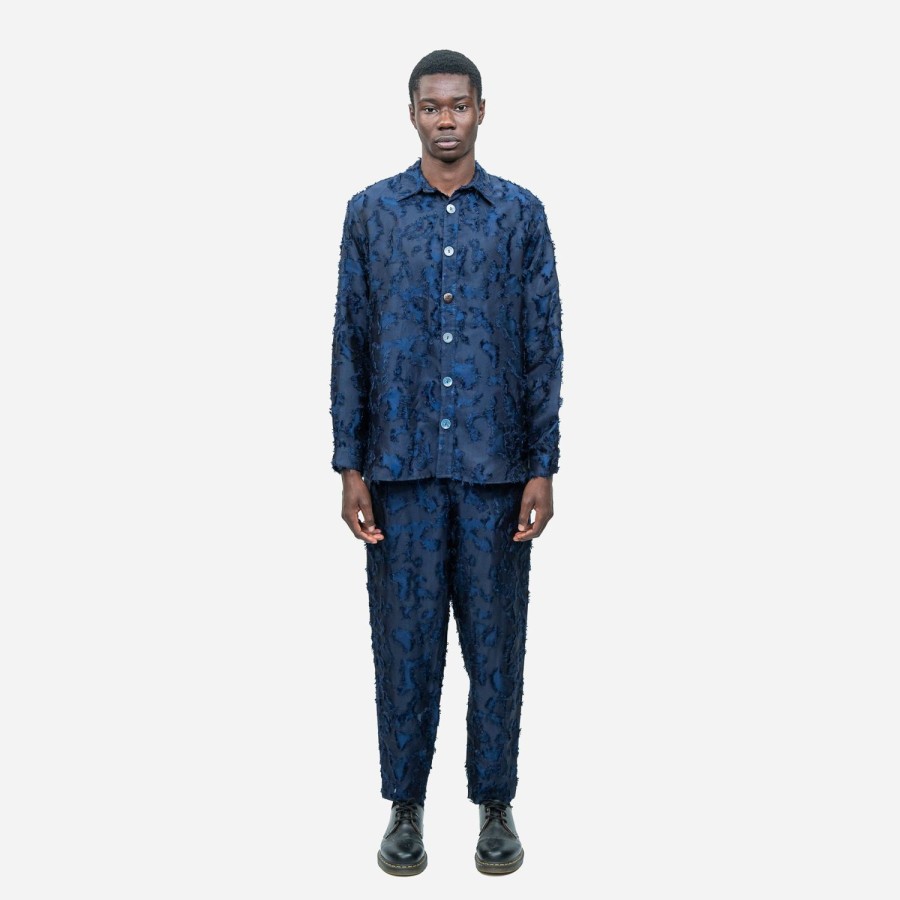 Clothing Labrum London | Royal Blue Textured Camo Shirt