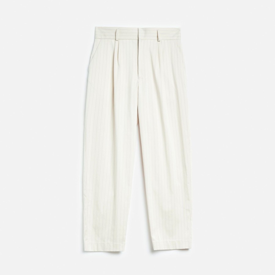 Clothing Labrum London | Cream Pinstripe High Waisted Trousers