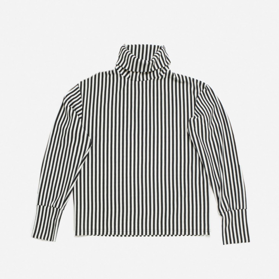 Clothing Labrum London | Black & White Roll Neck Striped Jumper