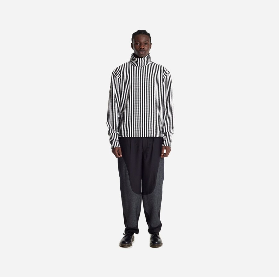 Clothing Labrum London | Black & White Roll Neck Striped Jumper