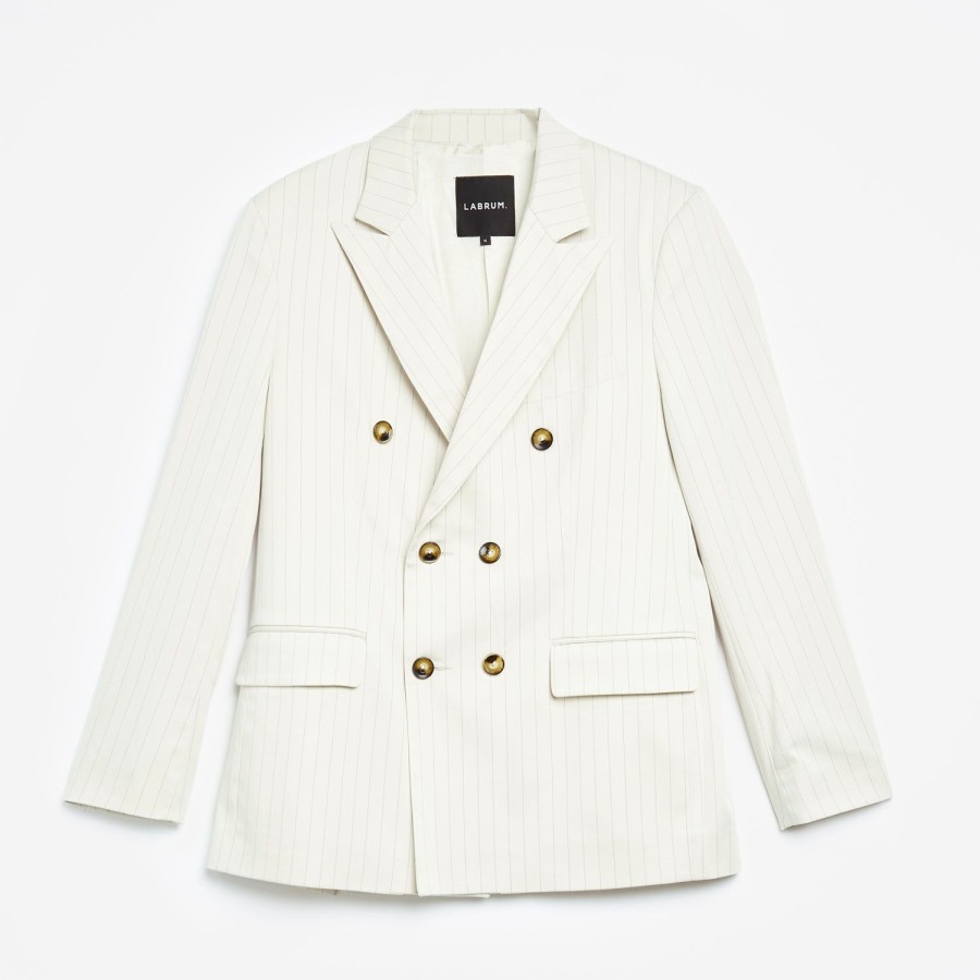 Clothing Labrum London | Cream Pinstripe Blazer