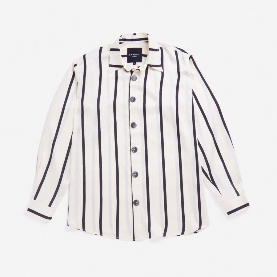 Clothing Labrum London | Cream & Black Oversized Striped Shirt