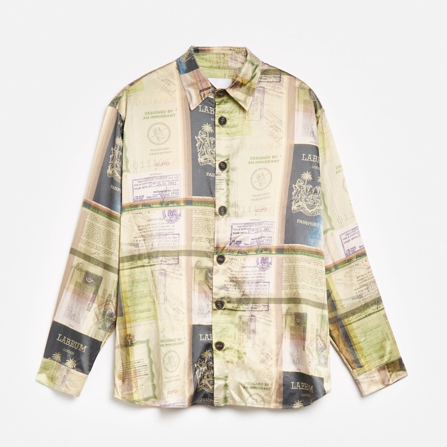 Clothing Labrum London | Cream Printed Passport Shirt