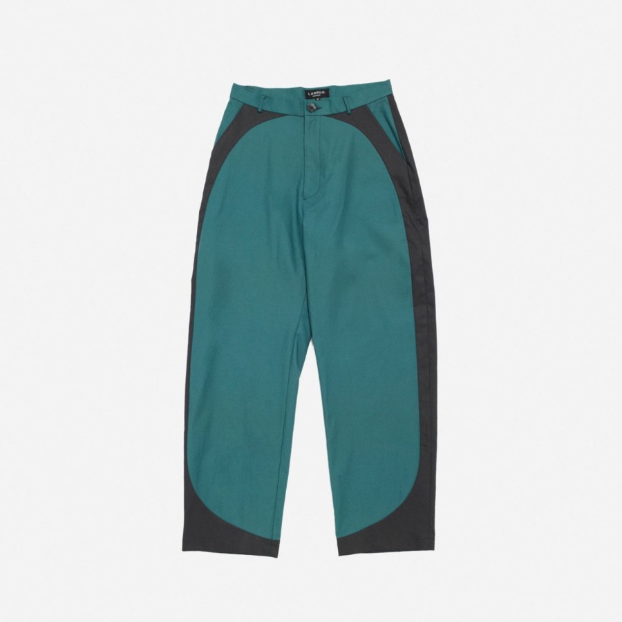 Clothing Labrum London | Turquoise & Black Curved Panel Wide Leg Trousers